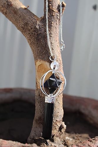 Miniatura 4 de Péndulo Merkaba giratorio de turmalina negra azabache de 2.5 pulgadas, terapia internacional de cristal, 200 páginas, libro electrónico llamado