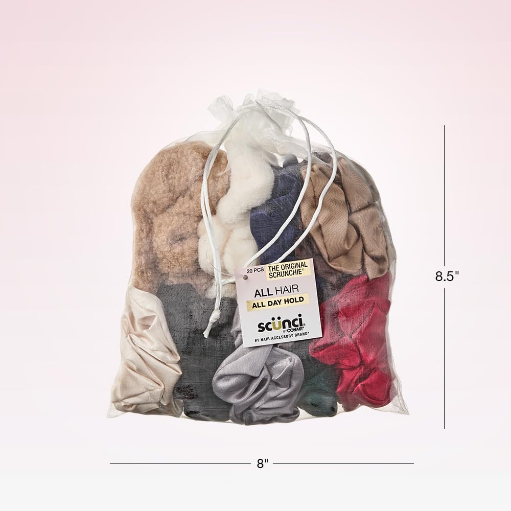 【新品未使用】Natural stone velour scrunchie Amazon.com : Scunci by Conair The Original Satin Scrunchies 20pk