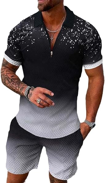 Xingfenly Men Tracksuit Casual Summer Short Sleeve Shirt and shorts Suit Set Male Clothing Streetwear Clothes for Men