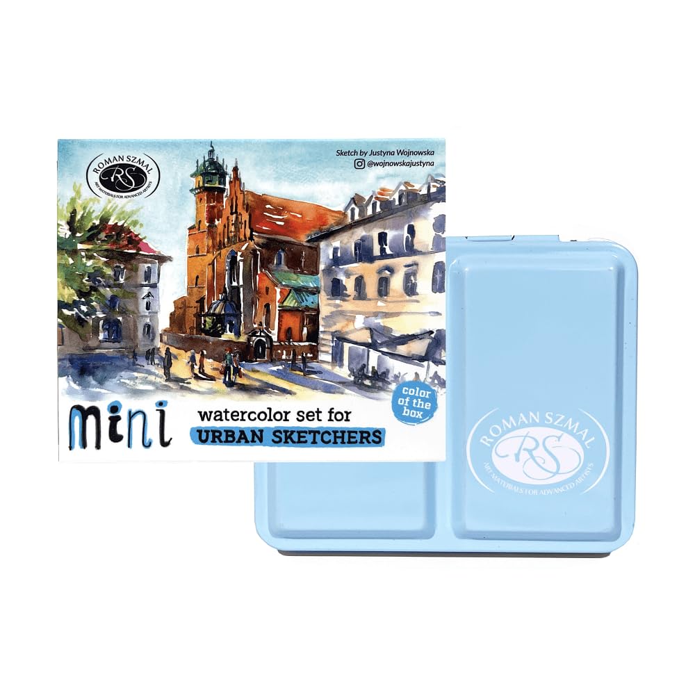 Amazon | roman szmal ミニ水彩セット (BLUE（水色）, 8色) | 絵具 通販