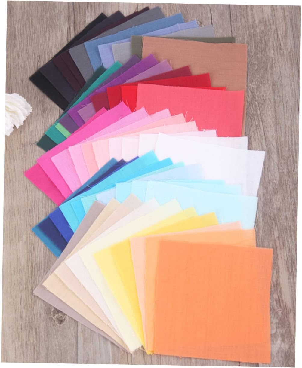 Operitacx 50pcs DIY Cotton Fabric Squares for Patchwork Sewing Handmade Craft Supplies Solid Color Quilting Material for Women and Girls