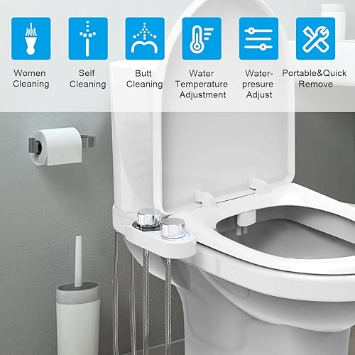 Miniatura 6 de Accesorio de bidé para inodoro rociadores de boquilla doble agua fría y caliente boquilla retráctil y autolimpiante accesorio de bidé para asiento