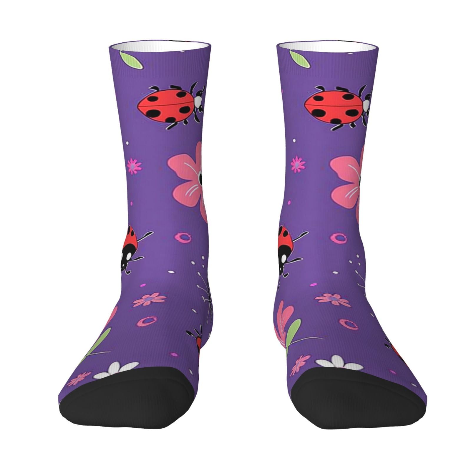 AYCZN Flower Ladybugs Socks for Men Women Floral Bird Casual Athletic Crew Socks Warm Gifts