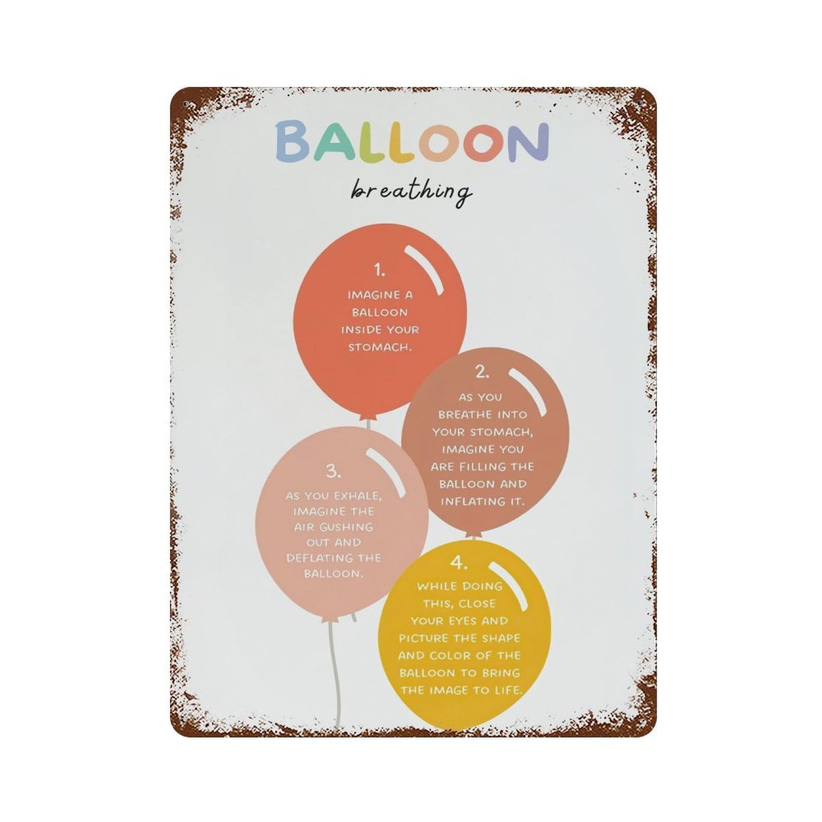 xiaoxiaoshen Balloon Breathing Mental Health Wall Decor Art Metal Tin Poster Modern Home Decor Art Home Bar Shop Decorations Vintage Sign 40x30cm