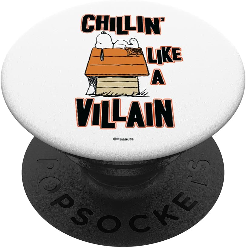 Peanuts Snoopy Chillin Like a Villain PopSockets Swappable PopGrip, Black