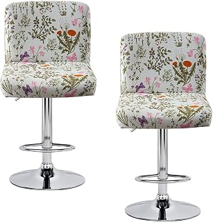 Levoberg Bar Stool Set of 2 Printed Armless Swivel Barstools Slipcovers with Backs Stretch Square Counter Height Bar Stools Covers Mid Low Back Chair Cover for Kitchen Dining Room