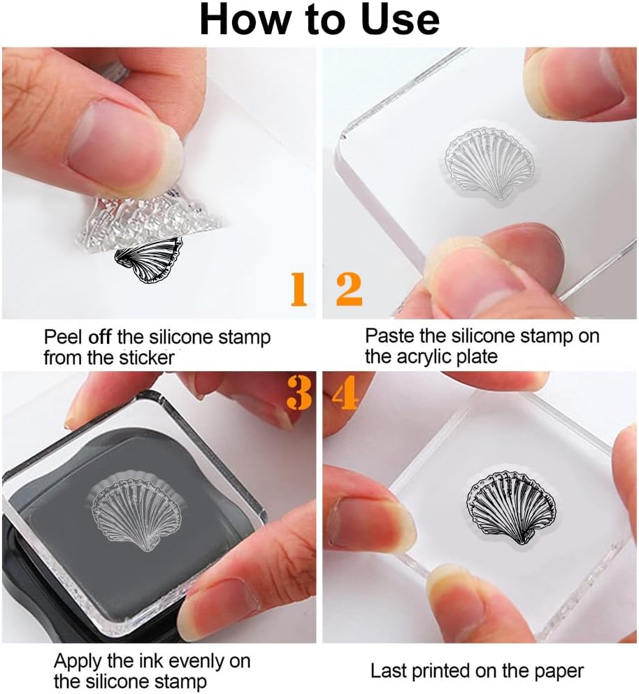 PH PandaHall Sea Animals Clear Stamp for Scrapbooking, Shell Seahorse Starfish Silicone Stamp Jellyfish Sea Grass Transparent Rubber Stamp for Card Making Decoration, Book, Journal, Gift Tags