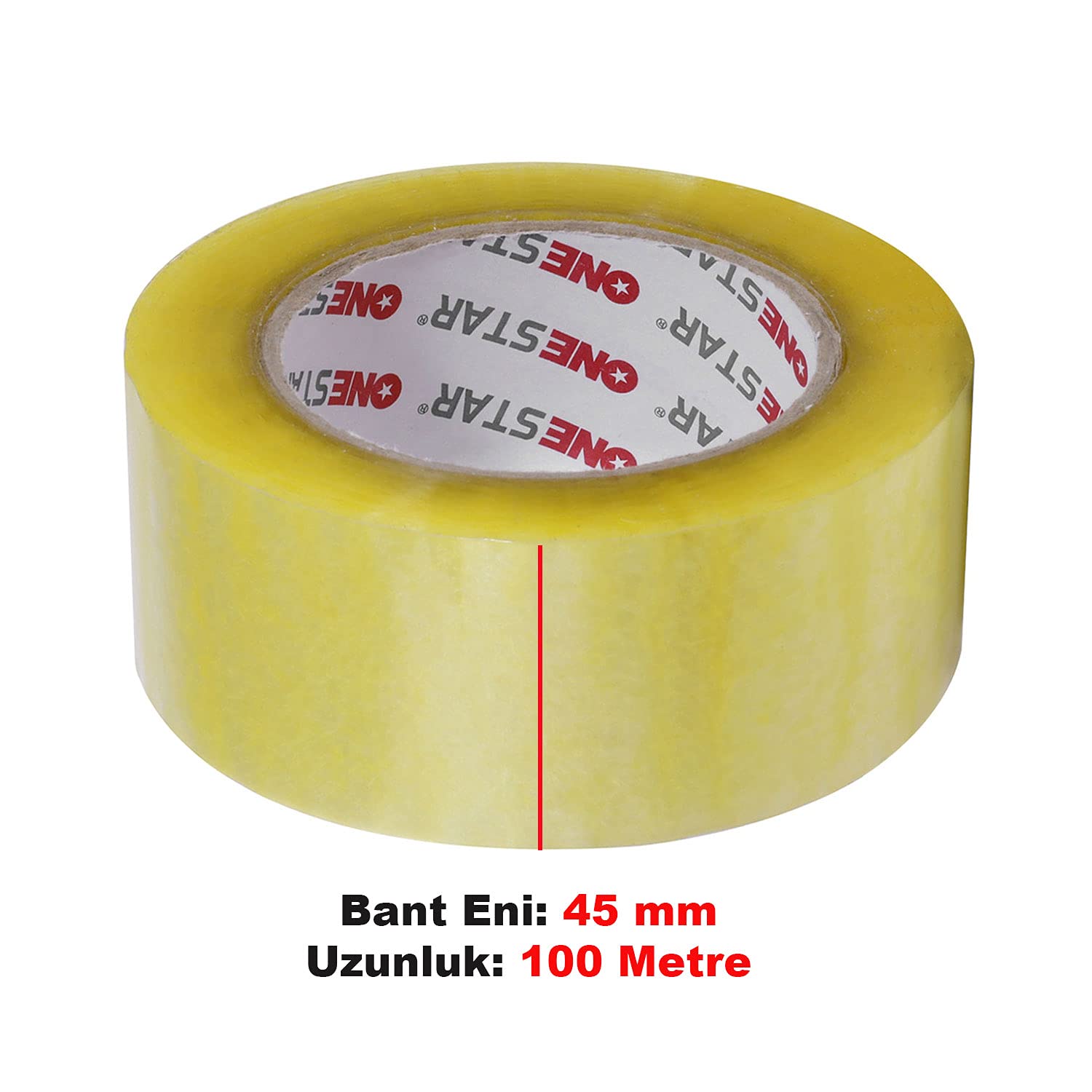 Badem10 5 ADET Onestar Koli Bandı 45 mm x 100 Mt Şeffaf Güçlü Yapışkanlı Kopmayan Bant
