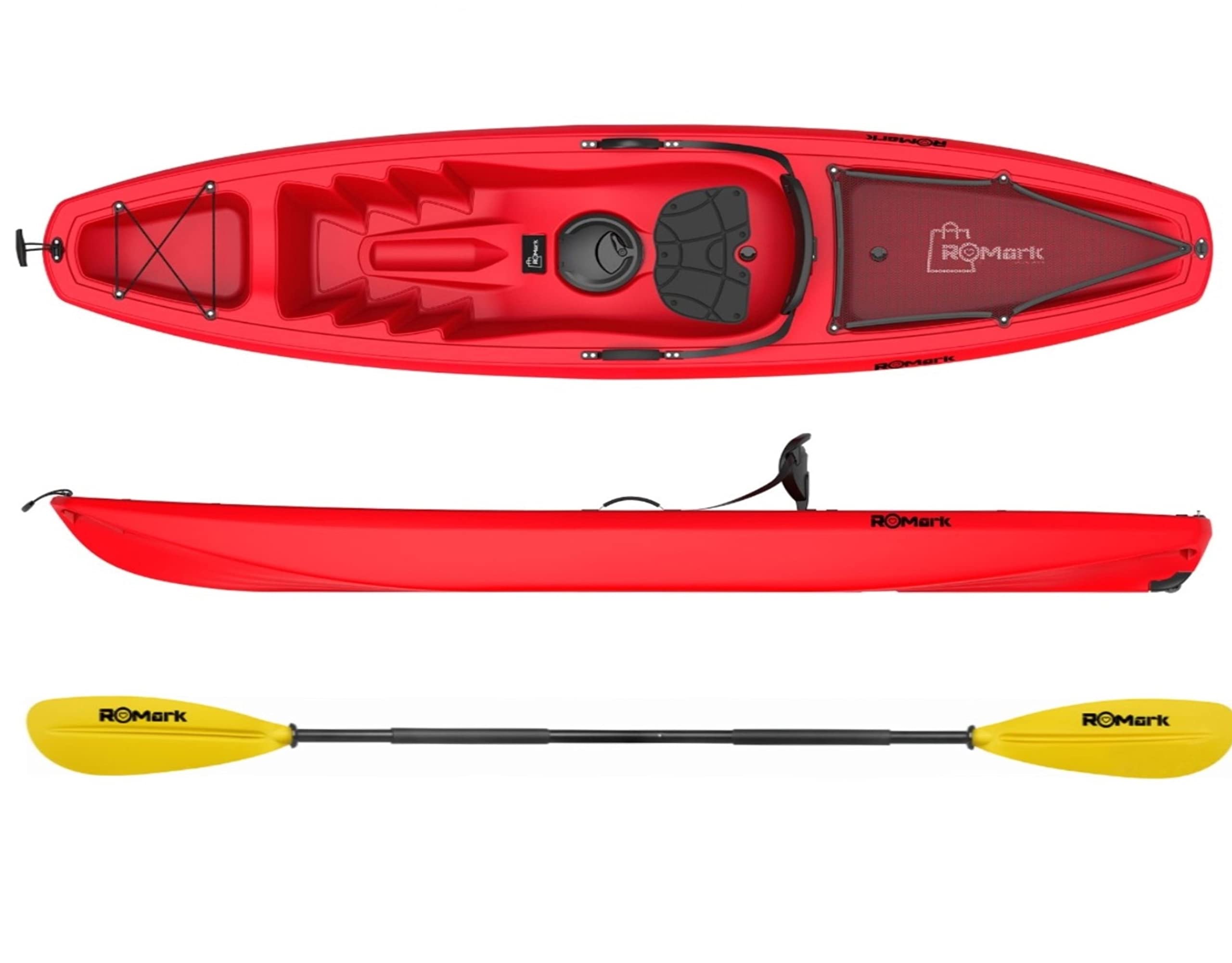 ROMARK Kayak - Canoa da 267 cm - 1 gavone + 1 pagaia + 1 seggiolino + 1 ruotino mare sport lago