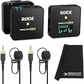 Rode Wireless GO II Mikrofon-Funksystem + 2X Lavalier II Ansteck-Mikrofon + keepdrum Mikrofasertuch