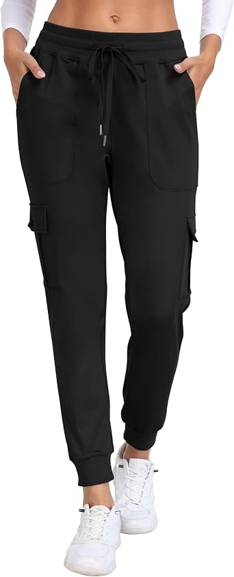 AIRIKE Womens Fleece Lined Sweatpants Cargo Joggers Hiking Pants High Waisted Thermal for Women