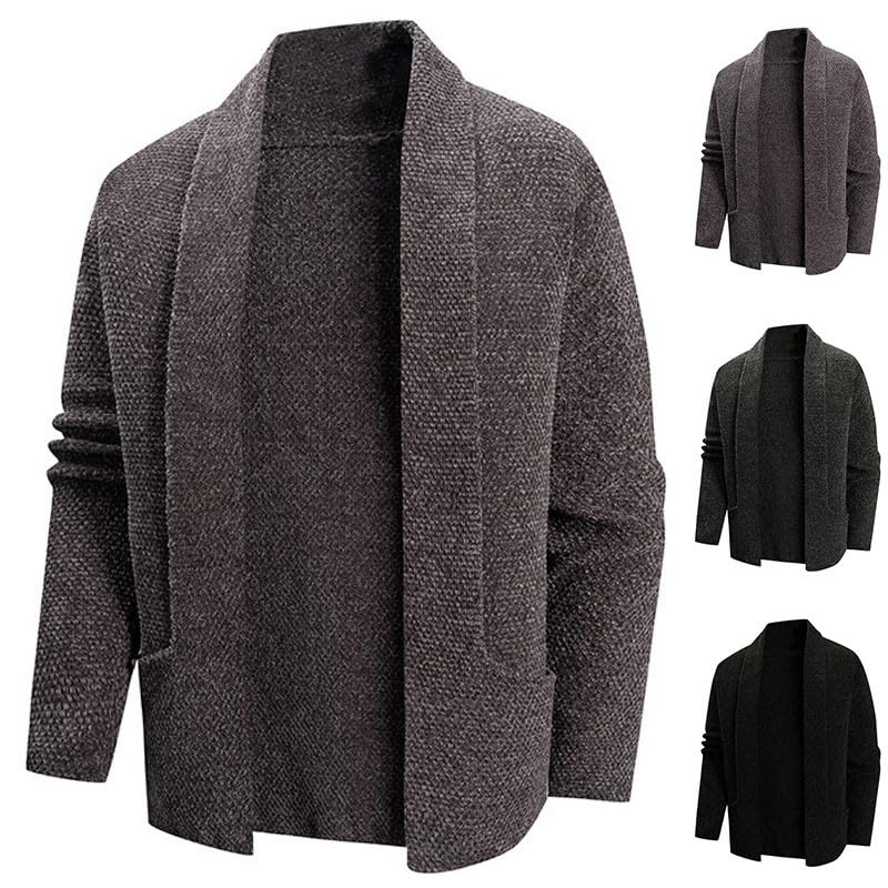 Cambkatl Men's Stand Collar Cardigan Sweaters - Open Front Long Sleeve 2025 Fall Winter Knitted Casual Outerwear with Pockets2