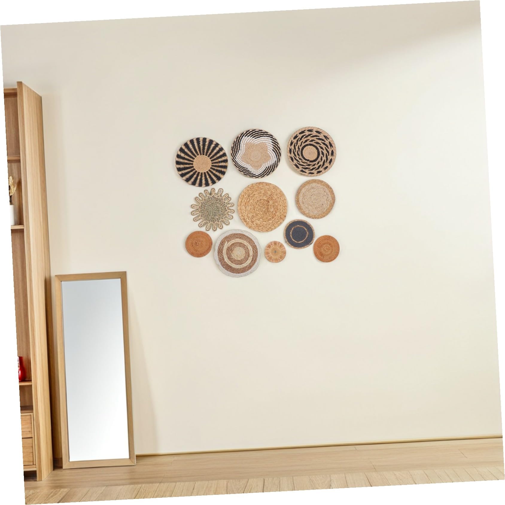 VALICLUD 11 Stück Teiliges Boho Wandkorb Handgefertigt Aus Natürlichem Stroh Rustikale Makramee Wanddekoration Mit Quasten Für Wohnzimmer Schlafzimmer Und Bauernhaus Wohnzimmer Deko