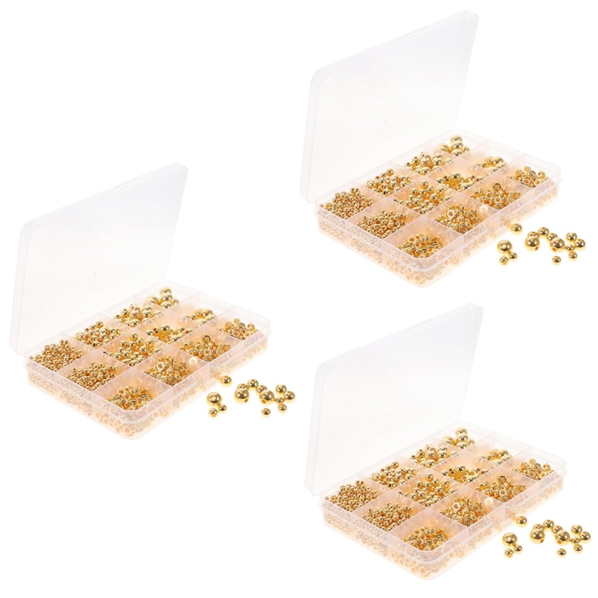 Angoily 3 Sätze Goldenes Perlenzubehör Armbänder Perlen Für Schmuckhersteller Schmuck Perlen Machen Uv Lose Perlen Abstandsperlen Zum Basteln Runde Lose Abstandsperlen Harz 1250 Stück * 3