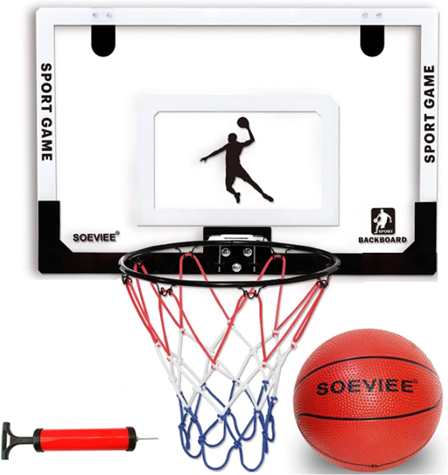 TAME Large Basketball Hoop Indoor, Wall Mounted Basketball Hoop 23X16 INCH Backboard, Over The Door Basketball Hoop Outdoor, Basketball Toy Gift for Kids Adults Boys Teens