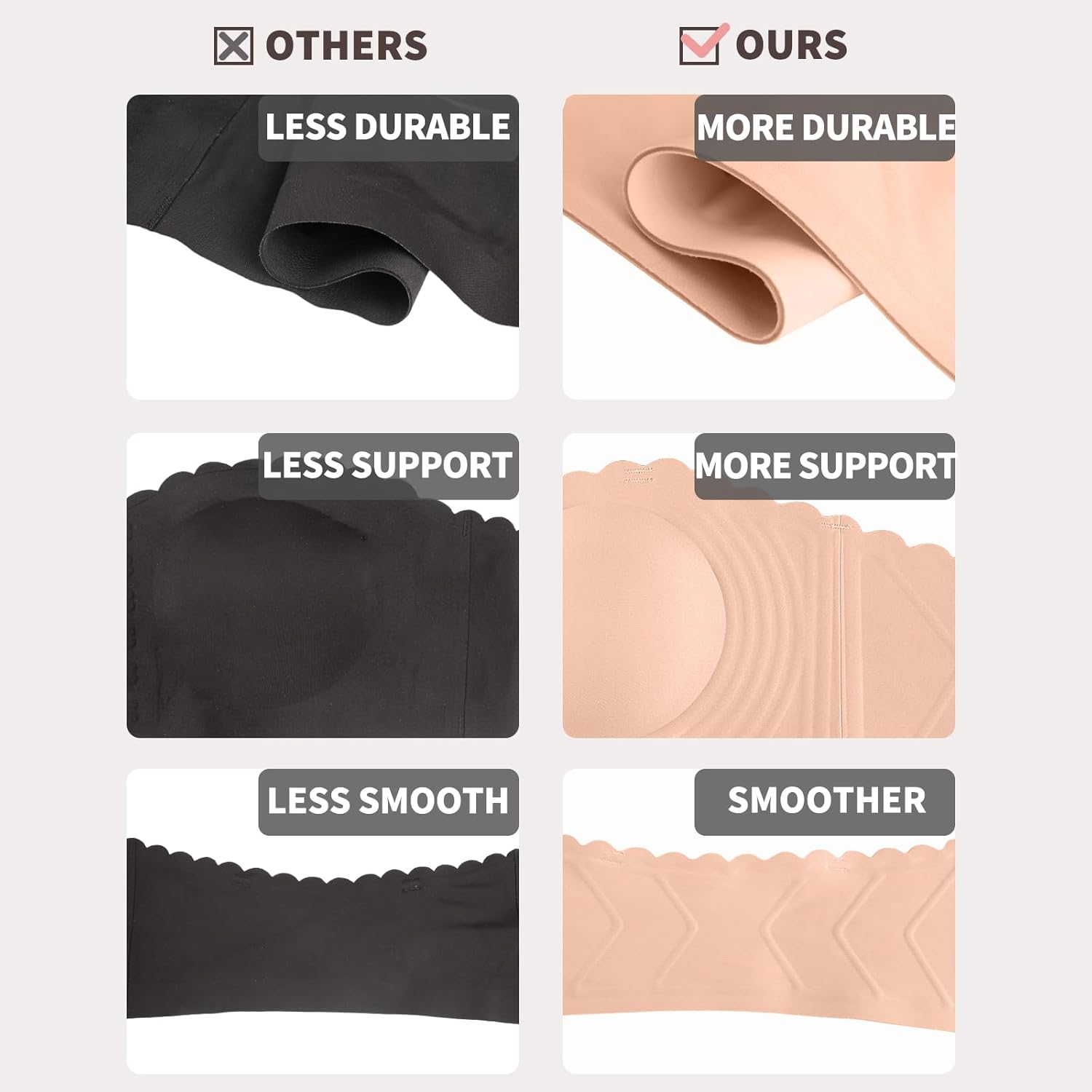 Wireless Strapless Bra for Women Front Closure Smoothing Padded Bandeau Bralette - Image 3