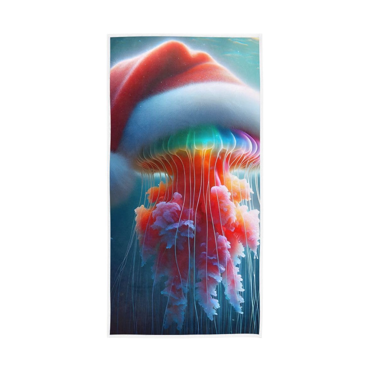 LSRCPD Christmas Jellyfish with Hat Face Towels for Bathroom, Hand Towels for Bathroom, Shower, Hotel, Spa 15 x 30 Inches