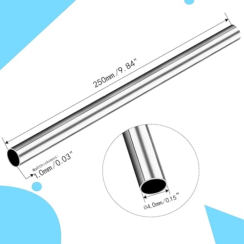 Miniatura 6 de Aopin 4 tubos de tubo capilar de acero inoxidable 304 de 0.157 in de diámetro exterior de 0.039 in de grosor de pared de 9.843 in de longitud, tubo