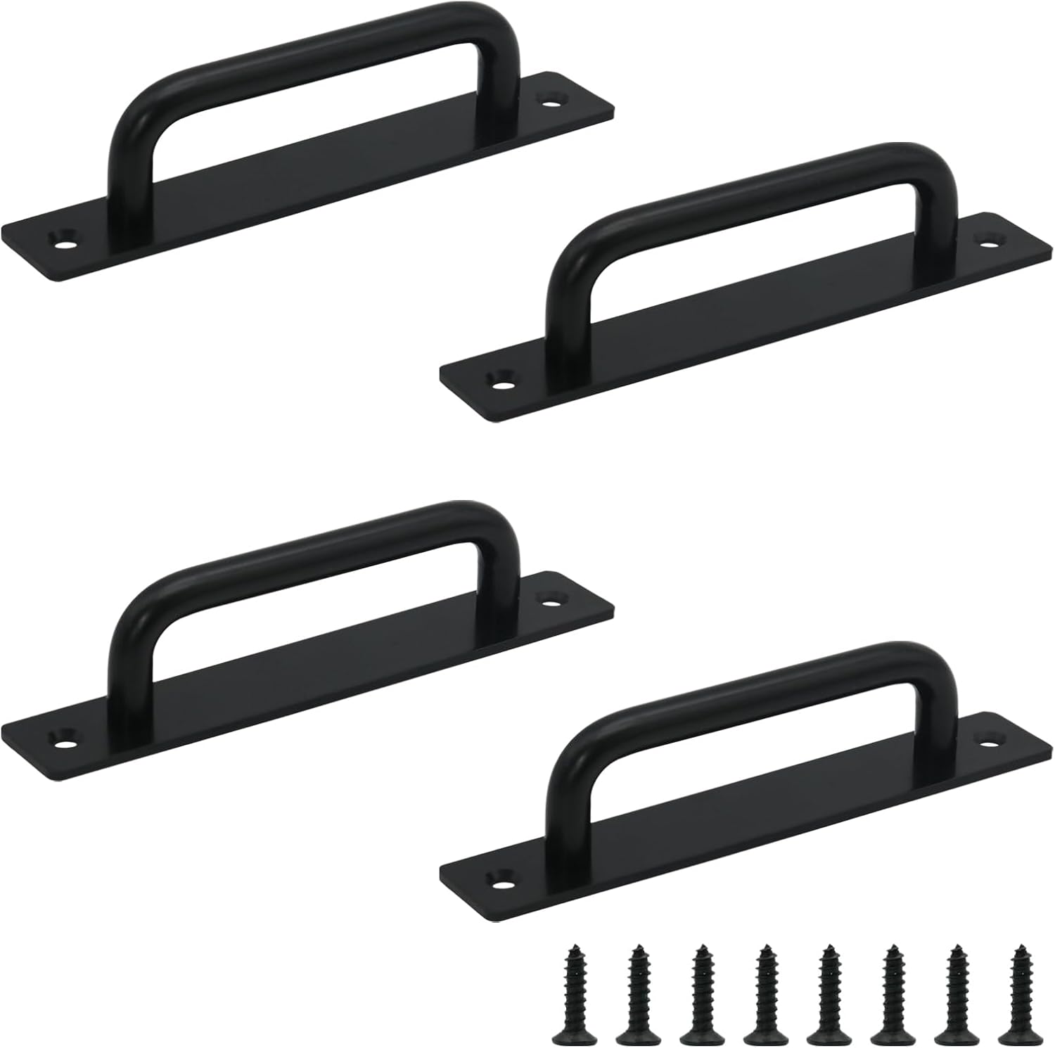 4Pcs Black Aluminium Alloy Door Handle, 127mm / 5 Inch Hole Center Sliding Door Handle, 5.8 Inch (Length) Barn Door Handles with Screws