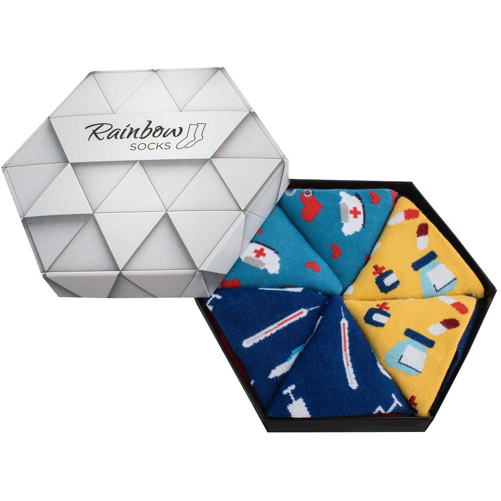 Rainbow SocksRainbow Socks - Lustiges Socken Box Geschenk fr Krankenschwestern - 3 Paar