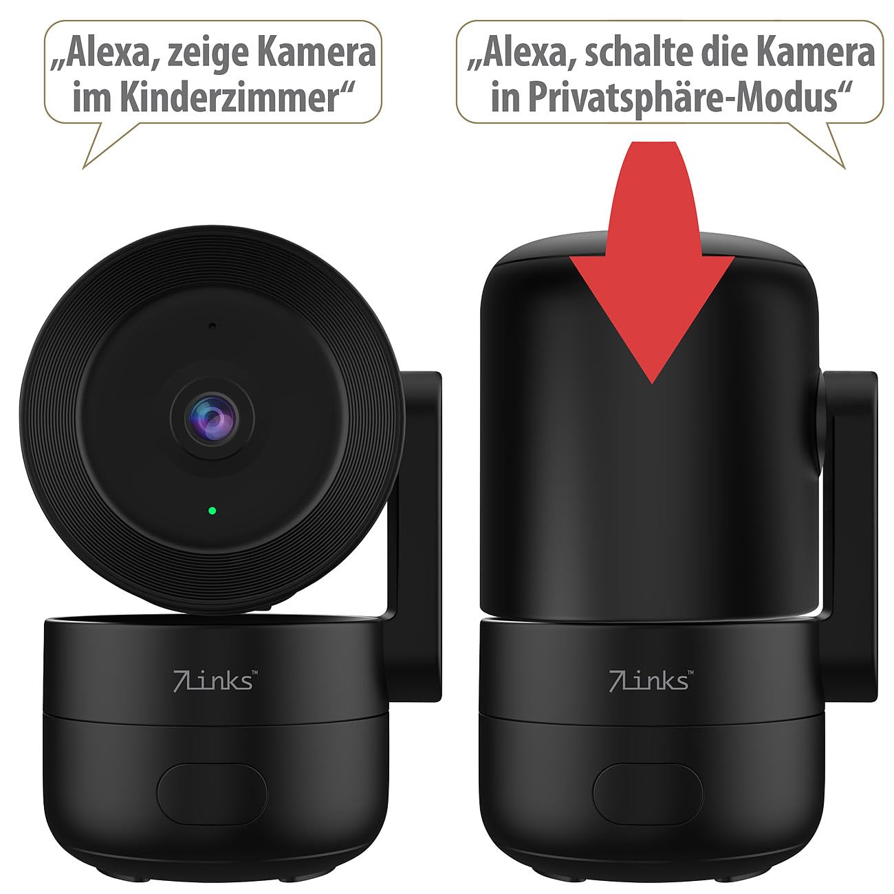 7links telecamera WLAN interna: Telecamera di sorveglianza Wi-Fi IP, Funzione Pan/Tilt, risoluzione 2K (di sorveglianza Elesion, orientabile)