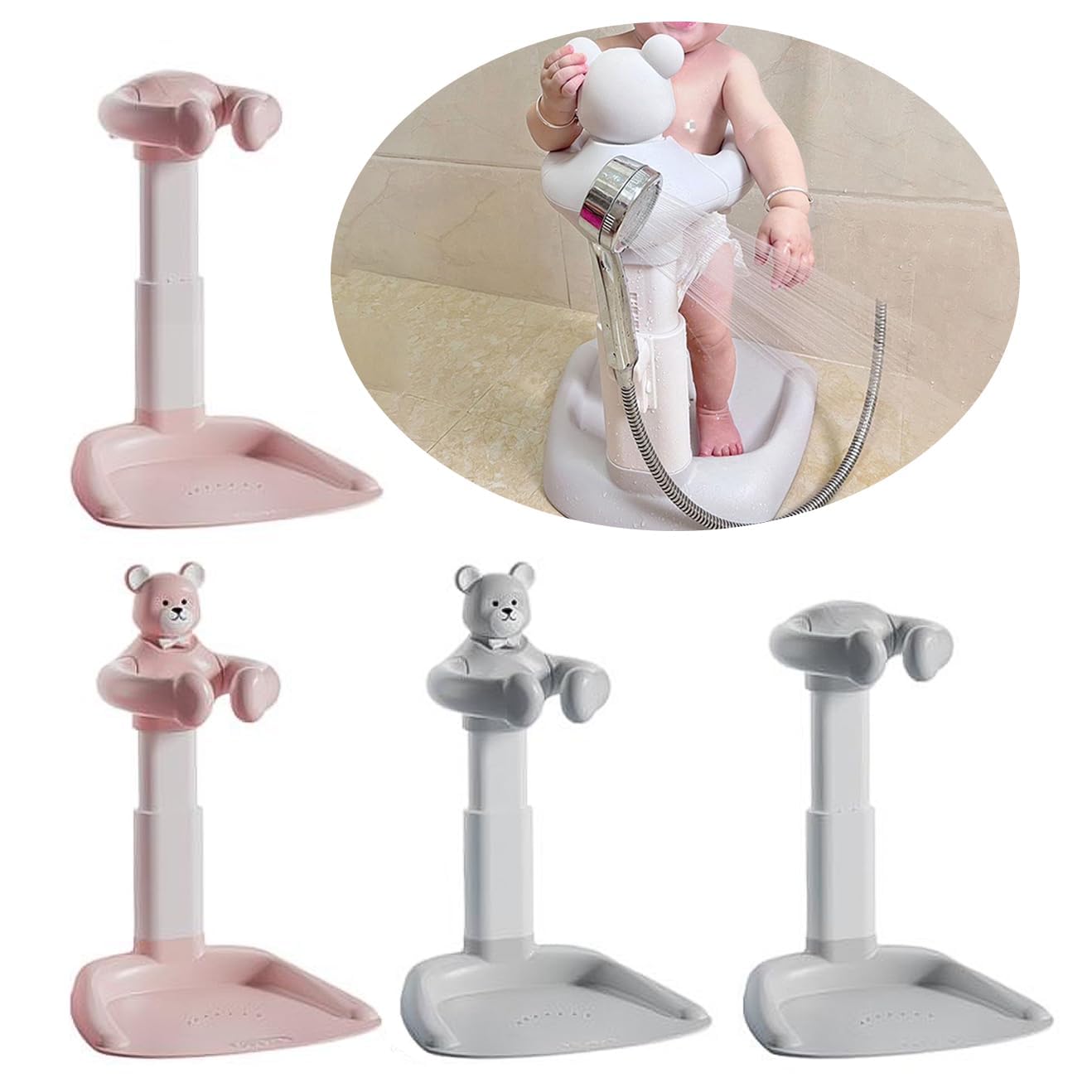 Adjustable Baby Shower Stand with Anti-Slip Base Hug Bath Tower for Standing Up Themselves 6-18 Months Toddler Shower