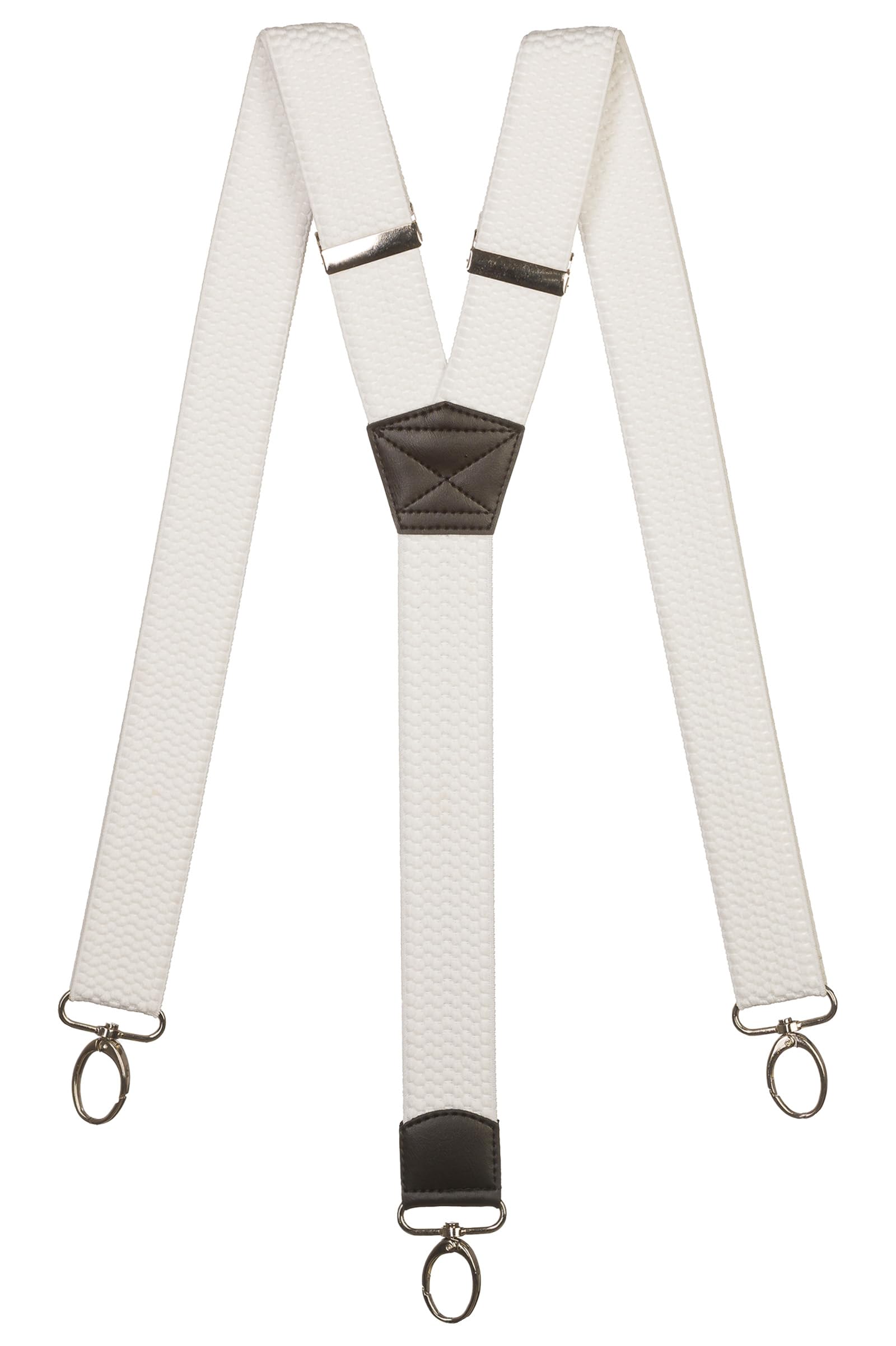 Olata Heavy Duty Y-Shape Braces/Suspenders with Carabiner Clips - 4cm. White