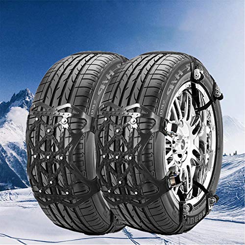 タイヤチェーン 非金属 ジャッキアップ不要 スノーチェーン 軽自動車タイヤ滑り止めチェーン 車用チェーン 取付簡単 165-265mm対応 サイズ調節可能 雪道/凍結/泥道/事故/悪路/冬場雪対策 冬季の必需品 防災応急用 6本 収納ケース付き 取り扱い説明書付き (黒)