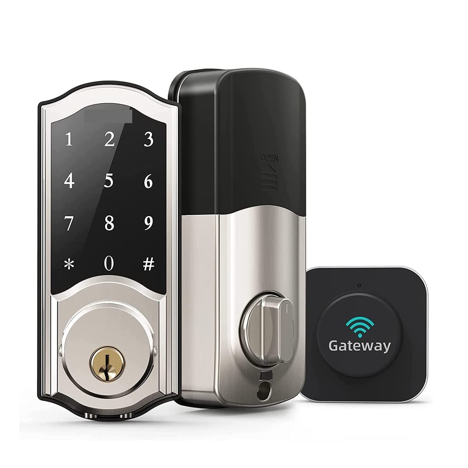 Gqnblvhzupdm Silver Front Door Lock Electronic Smart Door Lock With Gateway Remote Control Password Keyless App Unlock Locks For Home(Silver)
