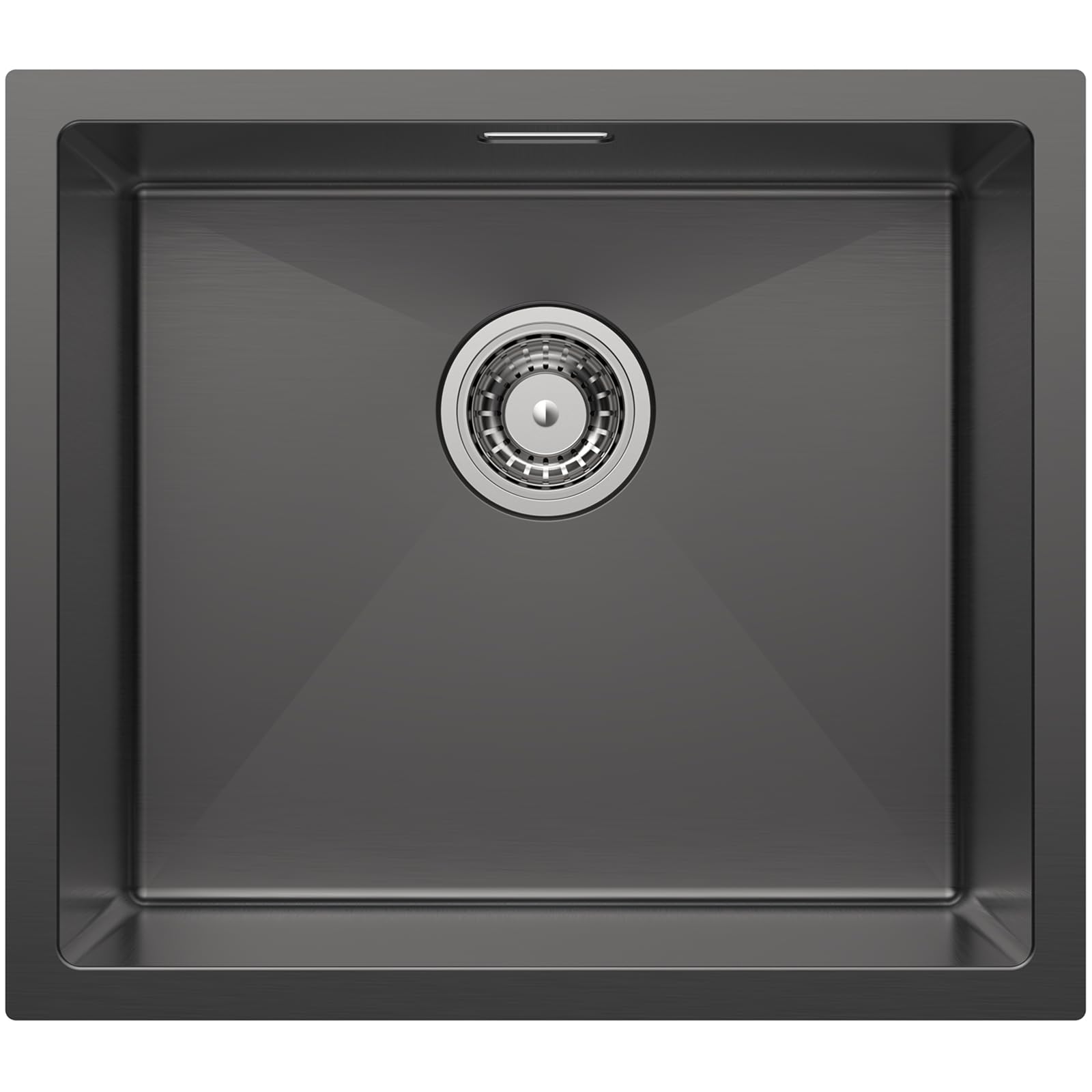 CECIPA Lavello Nero Antracite 50x44cm, Lavello Cucina in Acciaio Inox Angolare, Lavello Cucina in Acciaio Inox Lavello da Incasso Piccolo incluso Sifone, Lavabo Cucina da 50cm di Altezza senza