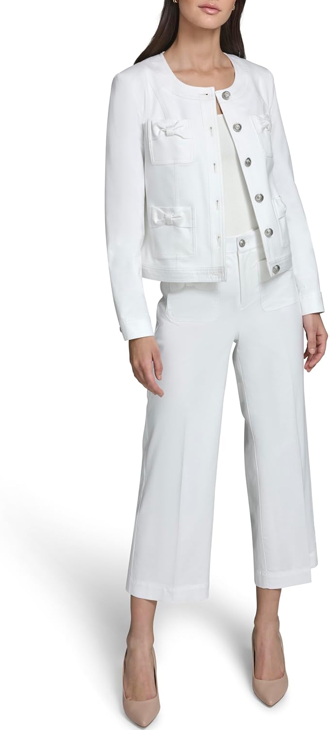 Karl Lagerfeld Women's Long Sleeve Bow Pocket Jacket