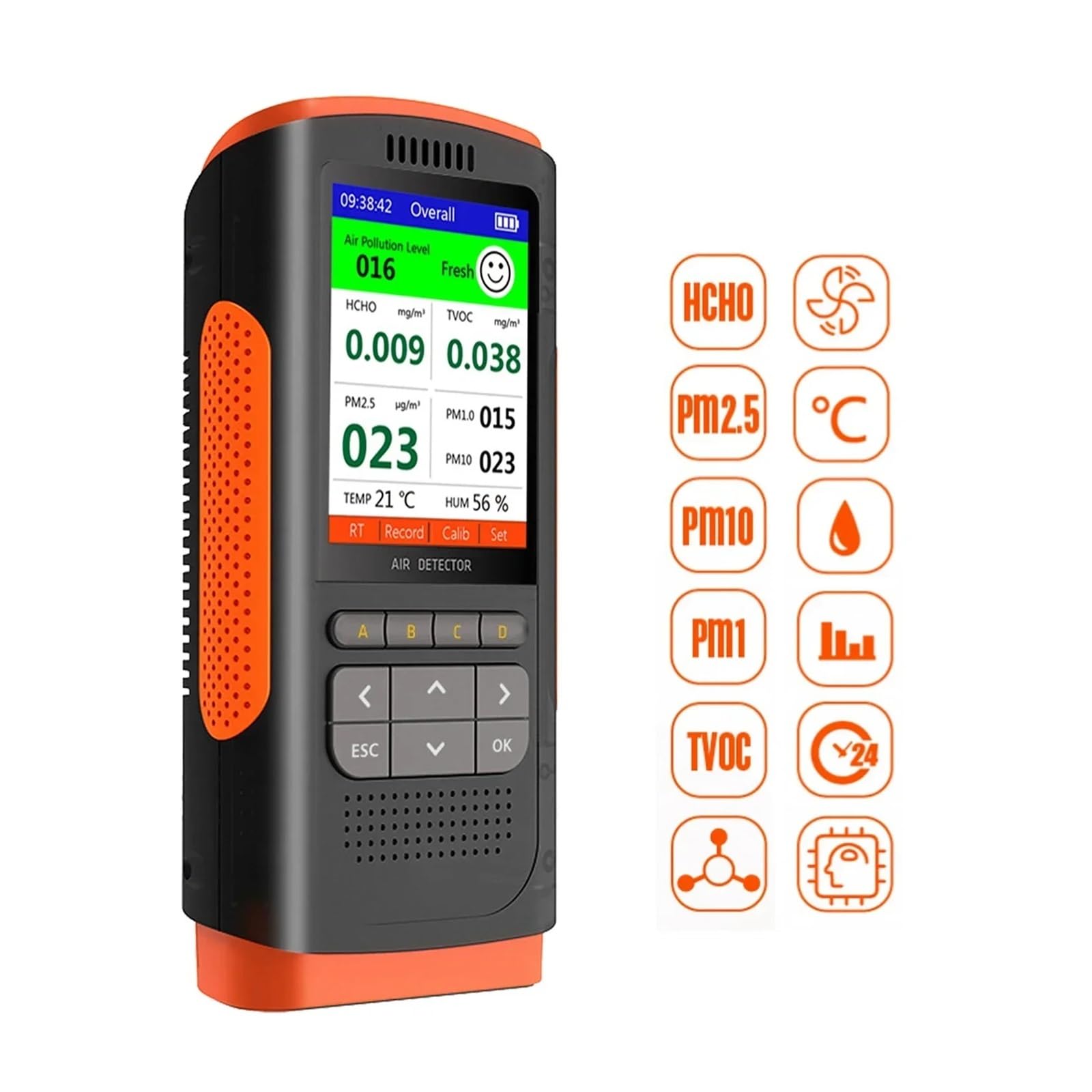 Rilevatore di formaldeide Monitor della qualità aria PM 2.5 Display portatile Inquinanti atmosferici Decorazione della famiglia Con ampia gamma di test