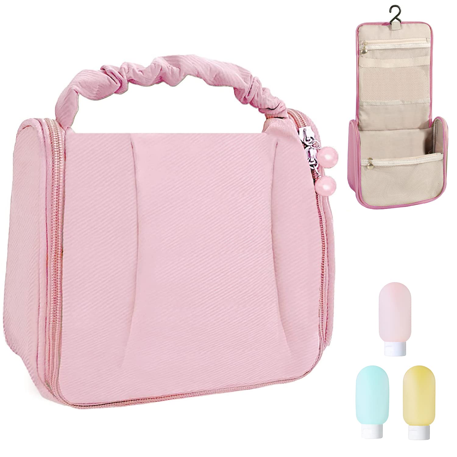 UNCROTEX Makeup Bags Travel Toiletry Bag Waterproof Make Up Bag Travel Makeup Bag Toiletry Bags for Traveling Women Cosmetic Bag Makeup Bag Organizer Makeup Travel Bag (Pink)