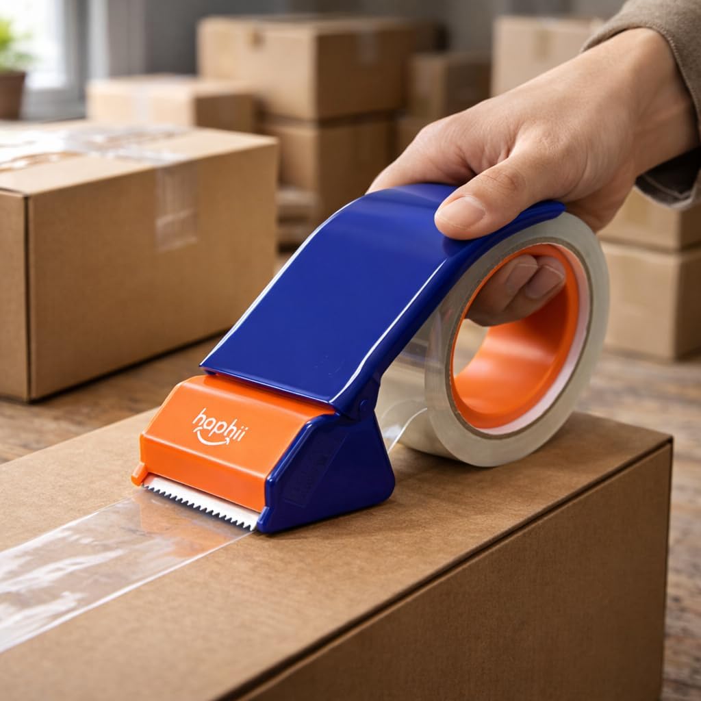 48 mm × 66.6 YDs Packaging Tape with Dispenser, Heavy Duty Clear BOPP Shipping Tape, Strong Adhesive Carton Sealing Tape with Dispenser for Shipping & Packing Supplies (6 Rolls + 2 Dispensers)