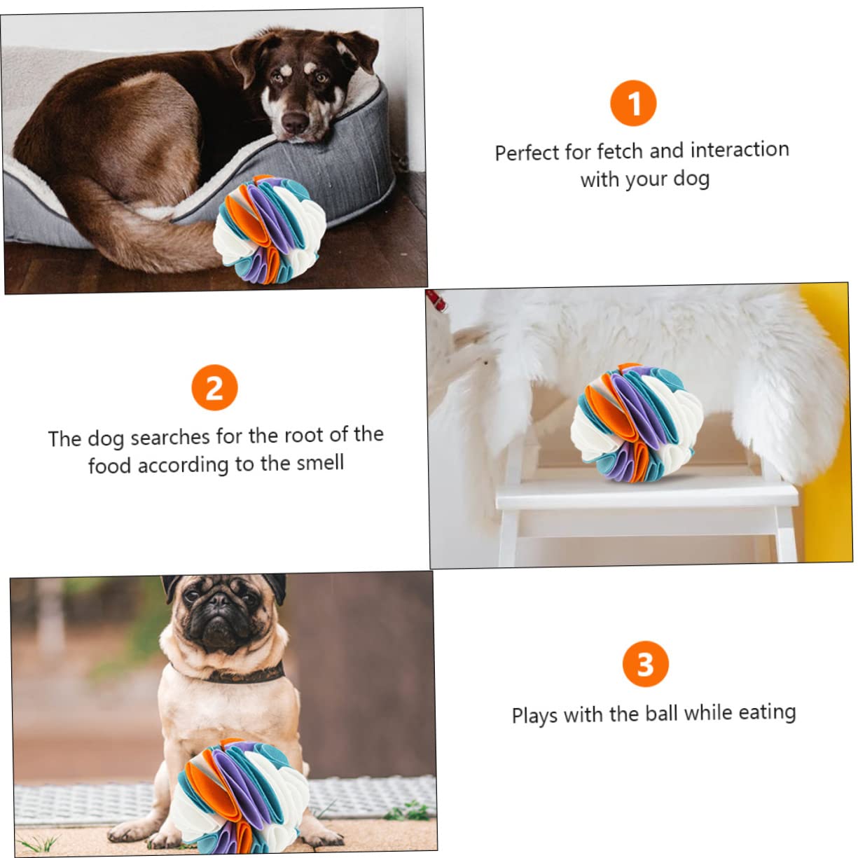 Pelota Olfativa para Perros Juguete Masticable Agujeros De Fuga Tela De Fieltro 20 Cm para Entretenimiento Casa y Jardín Perros Adultos