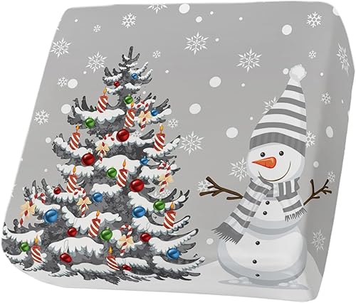 Miniatura 1 de Fundas de cojín para sofá de Navidad con diseño de muñeco de nieve gris, funda elástica para sofá con parte inferior elástica, diseño de árbol de