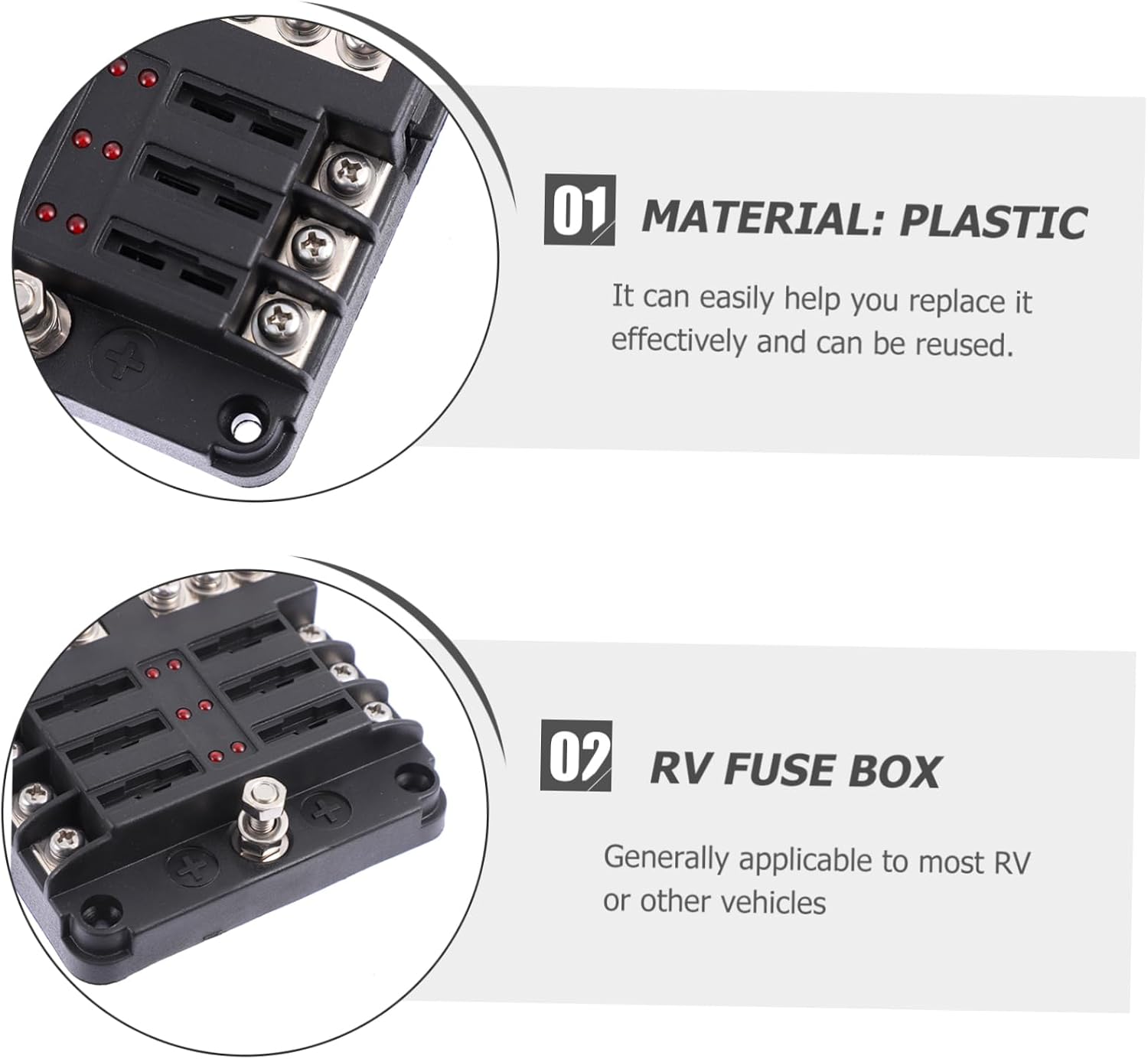 1set Way Block Holder for Rvs Circuit Fuse Panel for Automotive Applications Lightweight Materials Replacement