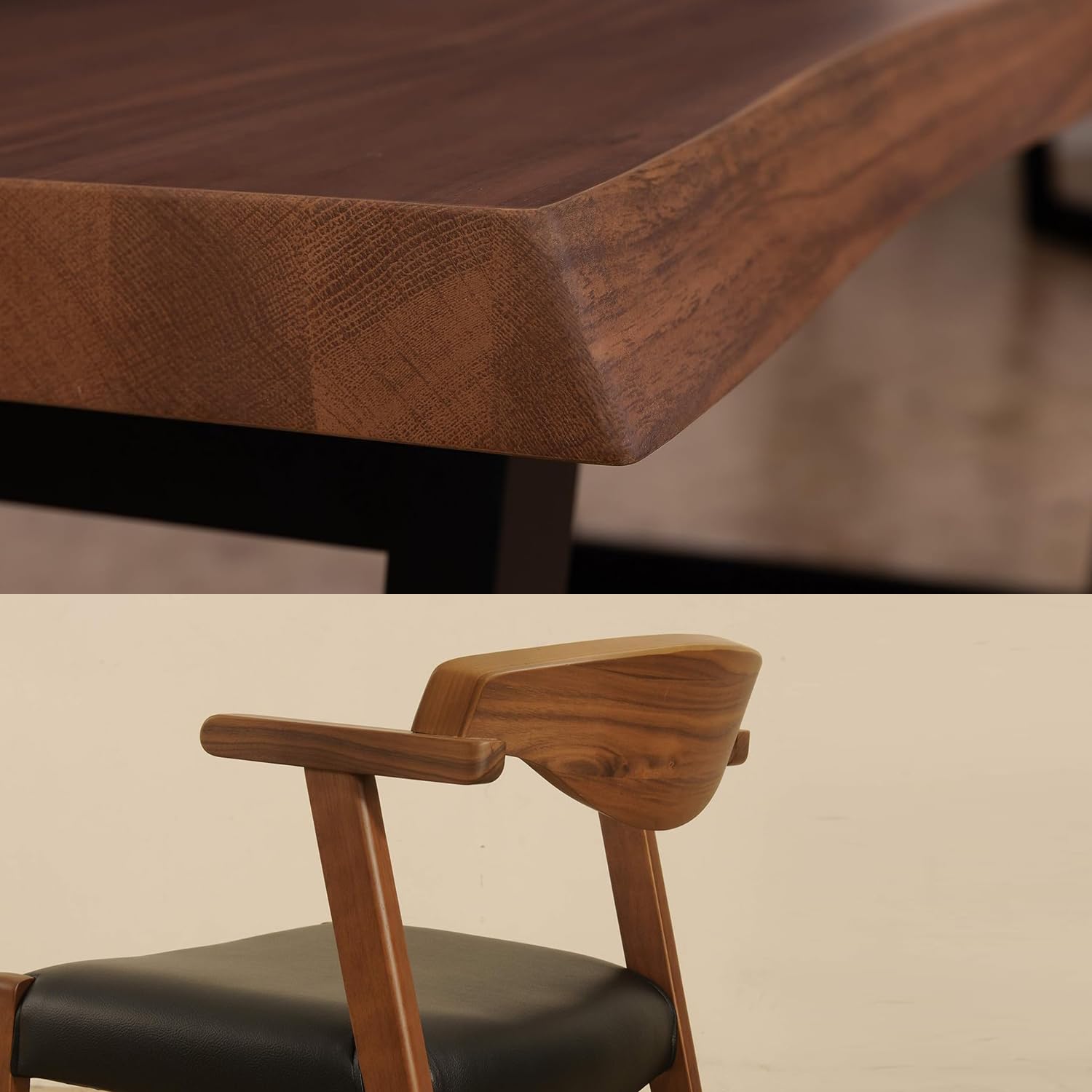 Amazon｜ダイニングセット(テーブル+チェア4脚) 165 x 90 一枚板調