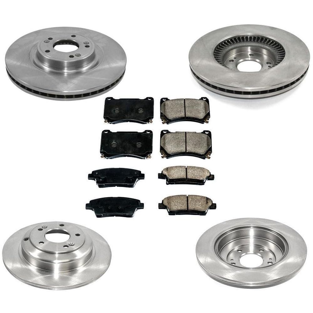 OKJHFD Brake Pads & Rotors Kit Disc and Set Front Rear Left Driver Right Passenger Side Ceramic 4-Door for Hyundai for Genesis 3.8L 2012-2014 162539 BR900784