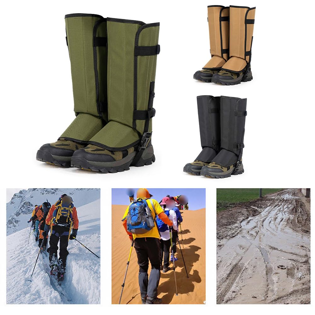 FUBESK Guêtres de randonnée imperméables 500D Oxford jambières réglables neige sable pour la protection chasse camping alpinisme unisexe Ml vert