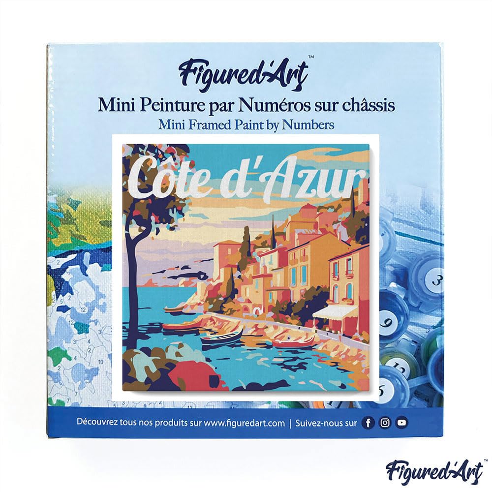 Kit Mini Peinture Par Numéro Adulte 20x20cm Figur'Art - Entrée Fleurie Avec Cadre, Loisir Créatif DIY