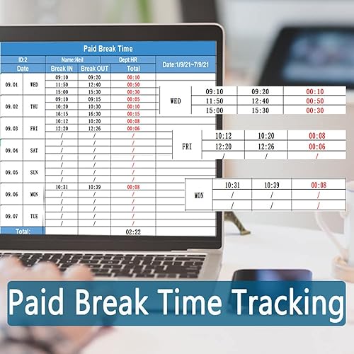 Miniatura 5 de KINGHOS Reloj de tiempo de huellas dactilares con software gratuito, calcula automáticamente horas extras y horas de trabajodeducir el tiempo de