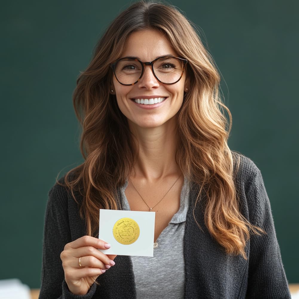 Peacoblue 100 Piezas Sellos de Certificado de Lámina de Oro Manzana y Mejor Maestro Pegatinas Doradas de Sello en Relieve Pegatinas Sobres Autoadhesivo para Certificado Diploma