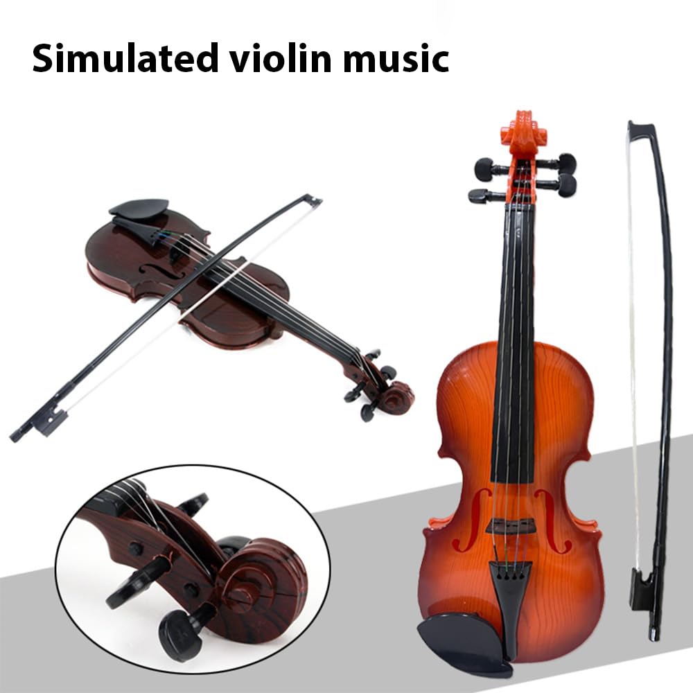 Btuty Simulierte Geige Praxis Musik Geige für Anfänger Violine Kit Musikinstrument Exquisite Verarbeitung Performance-Requisiten Geschenke Verstellbare Saiten