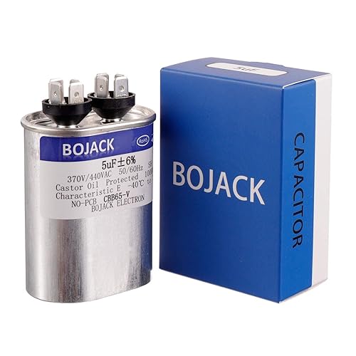 Miniatura 2 de BOJACK 5 uF ± 6% 5 MFD 370V/440V CBB65 Condensador de arranque ovalado para funcionamiento del motor de CA o arranque del ventilador y aire