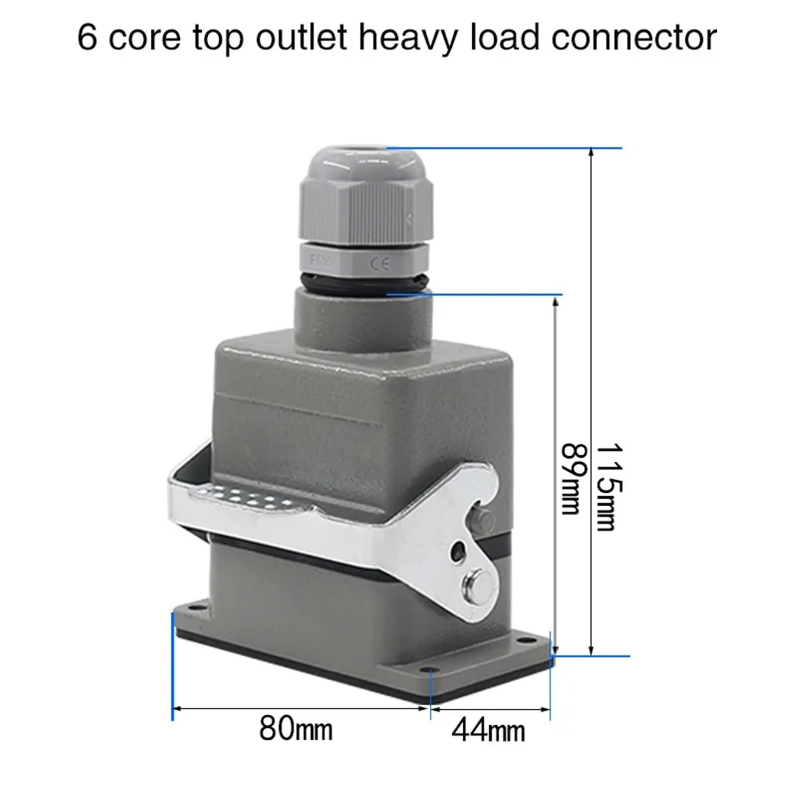 1 Conector Rectangular de Alta Resistencia HDC-HE-04/6/16/20/24/32/48 Pines centrales Conector Industrial de aviación Conector Impermeable 500V 16A(6 Core Top Line)