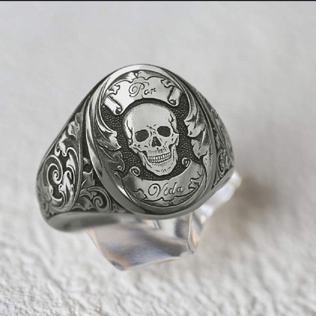 Skull Ring for Men, Norse Viking Skull Head Ring, Vint- Skull Totem Amulet Ring, Halloween Biker Ring, Hip Hop Ring, Punk Rock Skull Jewelry - Men - Image 5