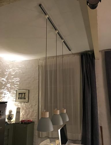 Miniatura 46 de Kiven Lámpara de pista tipo H, moderna luz colgante de pista de aureo, longitud ajustable, pedante de luz de pista para dormitorio, cocina, hogar