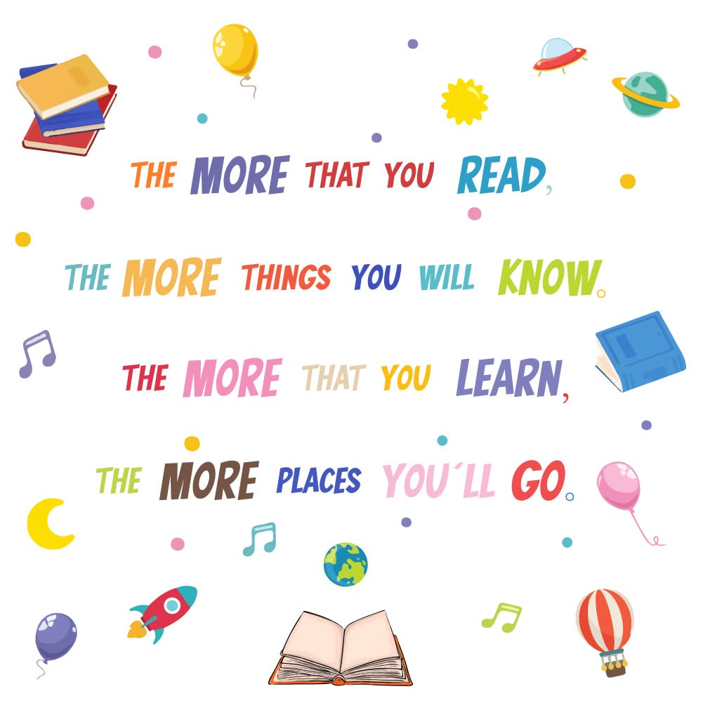 SUPERDANT Lettura Decalcomanie da Muro Citazioni Ispiratrici Adesivo da Parete Decorazione Artistica Motivazionale Decalcomanie da Muro in Vinile Grande Sala di Lettura Citazione da Parete