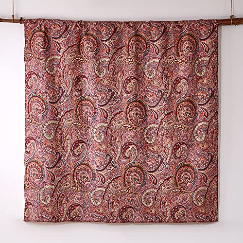 Levtex Home Spruce Red Quilt Set - Full/Queen Quilt + Two Standard Pillow Shams - Paisley Pattern In Burgundy, Red, Tan, Grey -Quilt Size (88 X 92) And Pillow Sham Size (26 X 20Ó)- Reversible -Cotton #TOP4